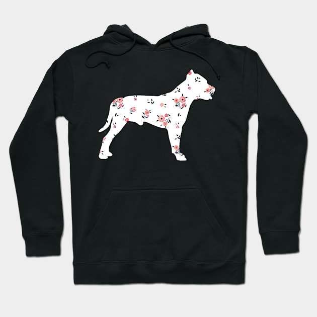 Funny pitbull Shirt Cute Dog Flower Silhouette Gift Dog Mom Hoodie by Wolfek246